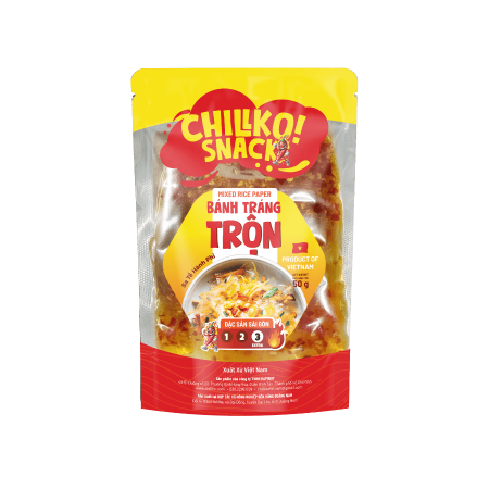 Bánh Tráng Trộn vị Sate Bò Chấm Muối Cay Xoắn Lưỡi CHILLKO! - Siêu dính, bắt mồi Số Dzách