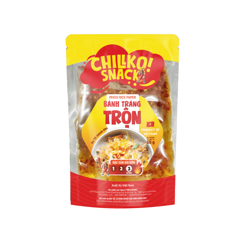 Bánh Tráng Trộn vị Sate Muối Tỏi Phi CHILLKO! - Siêu dính, bắt mồi Số Dzách