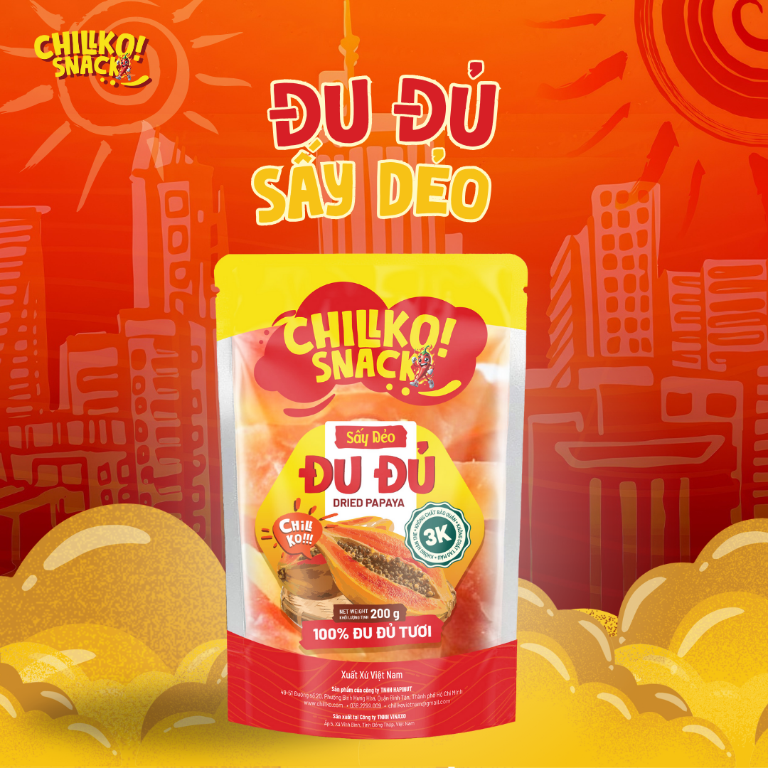 Đu đủ sấy dẻo ngon ngọt Chillko