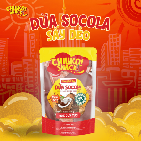 Dừa nhúng sốt socola Chillko